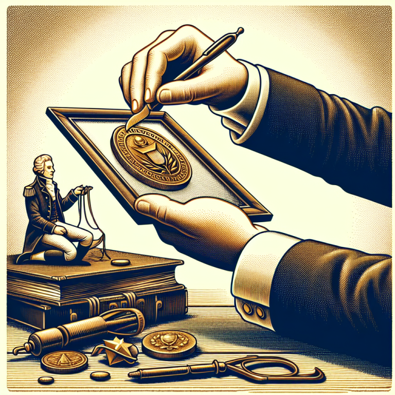 Obiceiul provine din faptul ca prezentarea metalului provine din activitatea de a confirma metalul ca fiind autentic ele a avea o compozitie potrivita pentru acordarea de distinctii